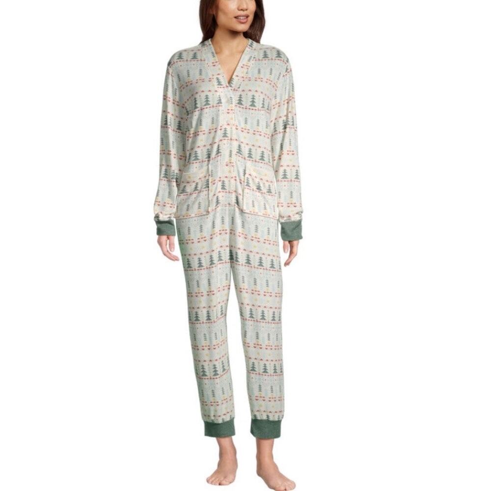 World Market Ivory Fair Isle Oversized Onesie Pajamas Sz S